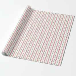 Red and Green Stripe Watercolor Festive Folk Geschenkpapier
