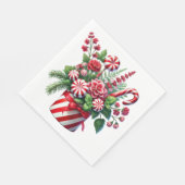 RED AND GREEN STRIPED HOLIDAY CHRISTMAS CANDY SERVIETTE (Ecke)