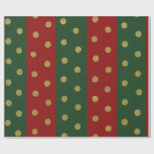Red and green Stripes and Gold Polka Dots Geschenkpapier (Flach)