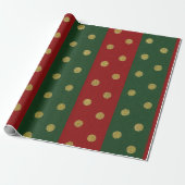 Red and green Stripes and Gold Polka Dots Geschenkpapier (Ungerollt)