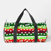 Red and Green Stripes Polka Dots Christmas Duffle Bag (Rückseite)