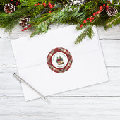 Red and Green Tartan Christmas Personalized Runder Aufkleber