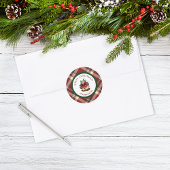 Red and Green Tartan Christmas Personalized Runder Aufkleber