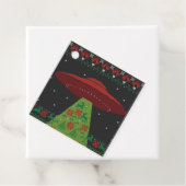 Red and Green UFO Traktor Beam Ugly Christmas Geschenkanhänger (Beispiel)