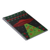 Red and Green UFO Traktor Beam Ugly Christmas Notizblock (Rechte Seite)