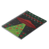 Red and Green UFO Traktor Beam Ugly Christmas Notizblock (Linke Seite)