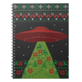 Red and Green UFO Traktor Beam Ugly Christmas Notizblock
