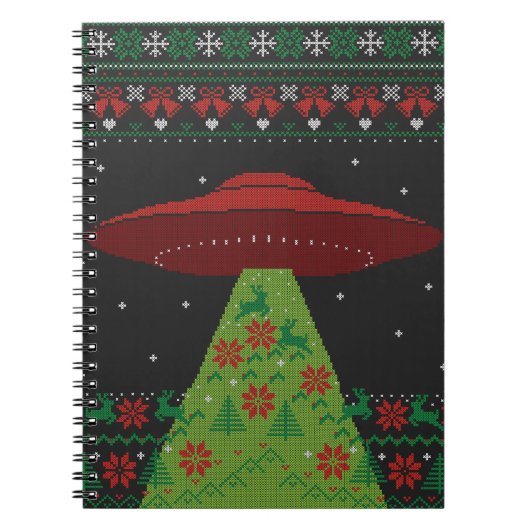 Red and Green UFO Traktor Beam Ugly Christmas Notizblock (Vorderseite)