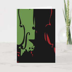 Red and Green Violin Holiday Card Feiertagskarte