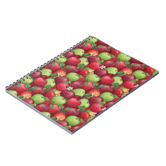 Red and Green Watercolor Apple Pattern Notizblock (Linke Seite)