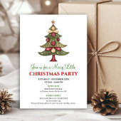 Red and green whimsical Christmas tree invitation Einladung