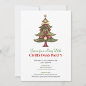 Red and green whimsical Christmas tree invitation Einladung (Vorderseite)
