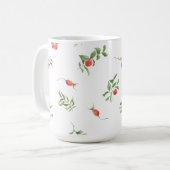 Red And Green Winter Berries & Leaves Illustration Kaffeetasse (Vorderseite Links)