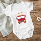 Red and Grey Fire Truck Baby Strampler