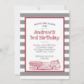 Red and Grey Fire Truck Einladung (Vorderseite)