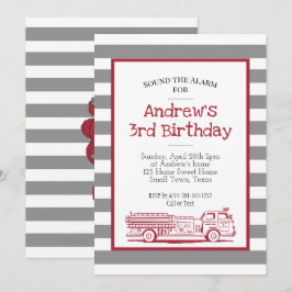 Red and Grey Fire Truck Einladung