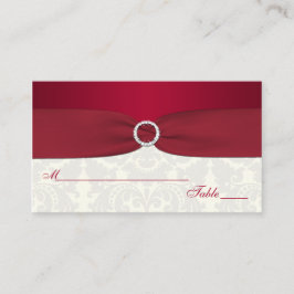 Red and Ivory Damask Placecards Platzkarte