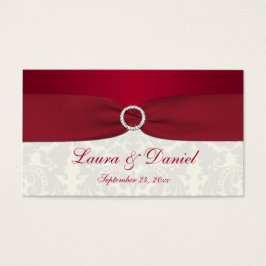 Red and Ivory Damask Wedding Favor Tag