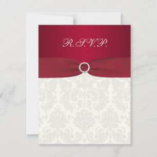 Red and Ivory Damask Wedding Repair Card RSVP Karte