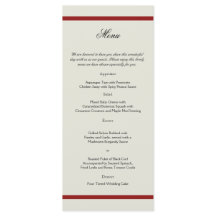 Red and Ivory Filigree Vintage Wedding Menu