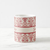 Red and Ivory Floral Toille Pattern with Name Kaffeetasse (Mittel)