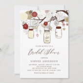 Red and Ivory Mason Jars Brautparty Einladung (Vorderseite)