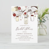 Red and Ivory Mason Jars Brautparty Einladung (Stehend Vorderseite)