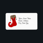 Red and Leopard Christmas Strumpf Address Label Adressaufkleber<br><div class="desc">Rot und Leopard Print Strumpf Adressetikett ist die perfekte Ergänzung zu Ihren Weihnachtskarten-Umschlägen.</div>