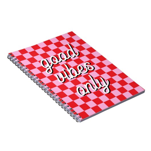 Red and Light Pink Checkered Notizblock (Rechte Seite)
