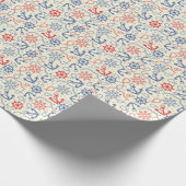 Red and navy background with anchor geschenkpapier (Ecke)