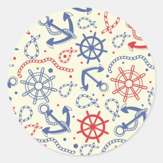 Red and navy background with anchor runder aufkleber (Vorderseite)