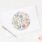 Red and navy background with anchor runder aufkleber (Umschlag)