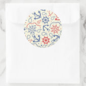 Red and navy background with anchor runder aufkleber (Tasche)