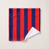 Red and Navy Blue Cabana Stripes Badhandtuch Set (Waschlappen)