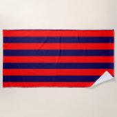 Red and Navy Blue Cabana Stripes  Strandtuch (Vorderseite)