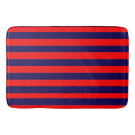 Red and Navy Blue Nautical Stripes  Badematte