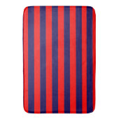Red and Navy Blue Nautical Stripes  Badematte (Vorderseite Vertikal)