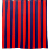 Red and Navy Blue Nautical Stripes  Duschvorhang (Vorderseite)