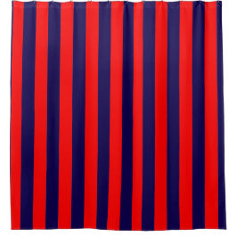 Red and Navy Blue Nautical Stripes  Duschvorhang