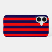 Red and Navy Blue Nautical Stripes  iPhone 16 Hülle (Rückseite (Horizontal))
