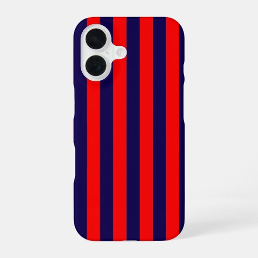 Red and Navy Blue Nautical Stripes  iPhone 16 Hülle (Rückseite)