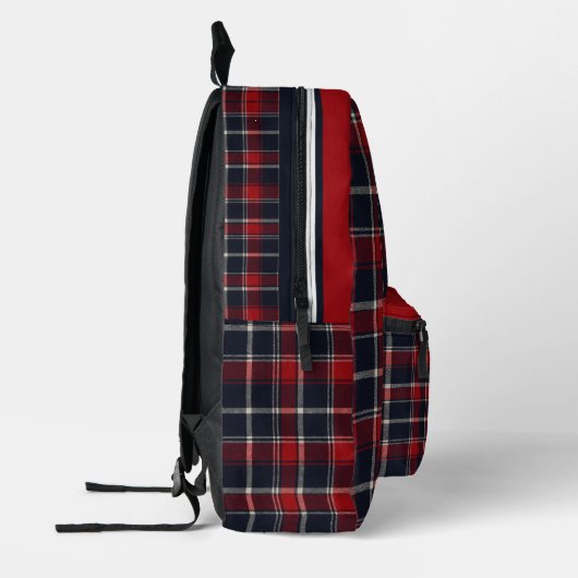 Red and navy tartan plaid Mississippi Bedruckter Rucksack (Links)