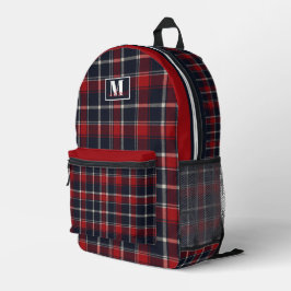 Red and navy tartan plaid Mississippi  Bedruckter Rucksack
