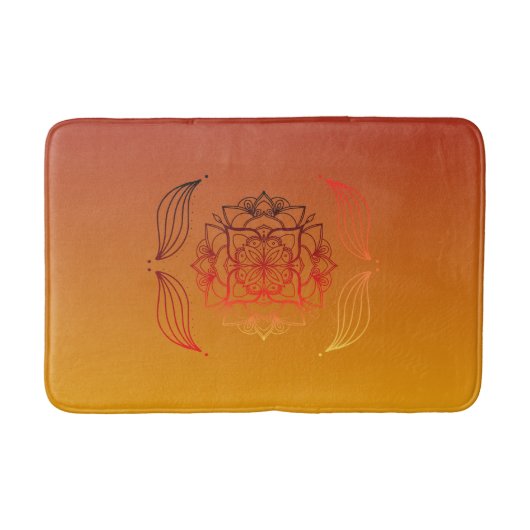 Red and Orange Ethereal Embers Floral Mandala Badematte (Vorderseite)