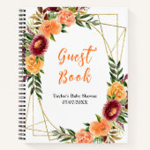 Red and Orange Floral Baby Shower Guest Book Notizblock (Vorderseite)