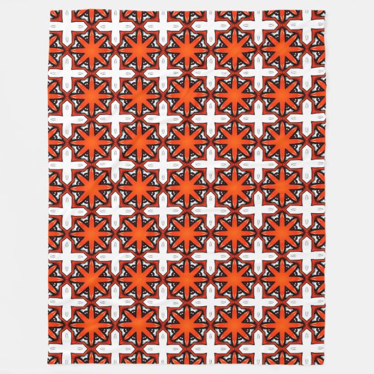 Red and orange geometric pattern fleecedecke (Vorderseite)