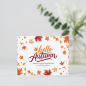 Red and Orange Hello Autumn Illustrative Postkarte (Stehend Vorderseite)
