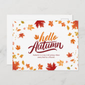 Red and Orange Hello Autumn Illustrative Postkarte (Vorne/Hinten)