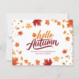 Red and Orange Hello Autumn Illustrative Postkarte