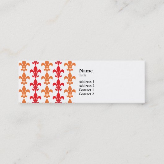 Red and Orange Lilie Pattern Mini Visitenkarte (Vorderseite)